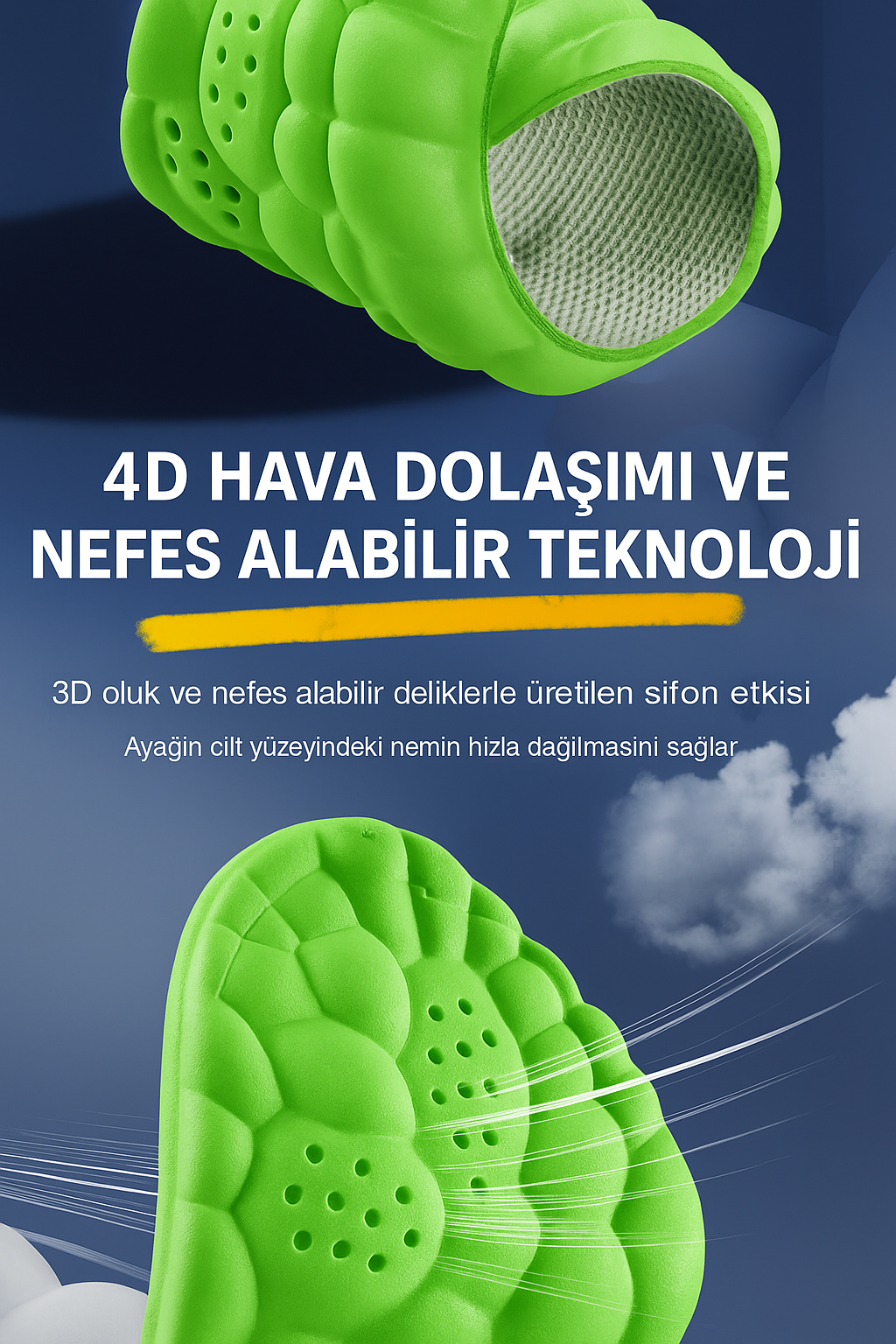 Masaj Destekli 4D Ortopedik Tabanlık