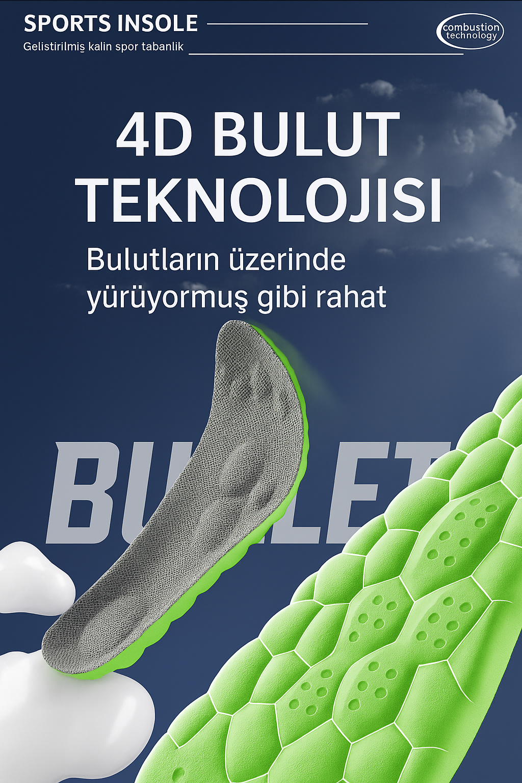 Masaj Destekli 4D Ortopedik Tabanlık