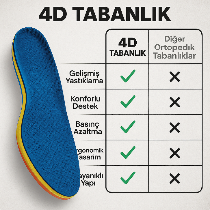 Masaj Destekli 4D Ortopedik Tabanlık
